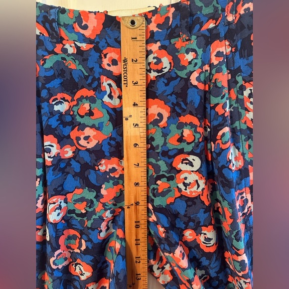 ELEVENSES Anthropologie Sz 2 “Coral Floral” Beautiful Blue Lined Pull-On Silky - Picture 6 of 13